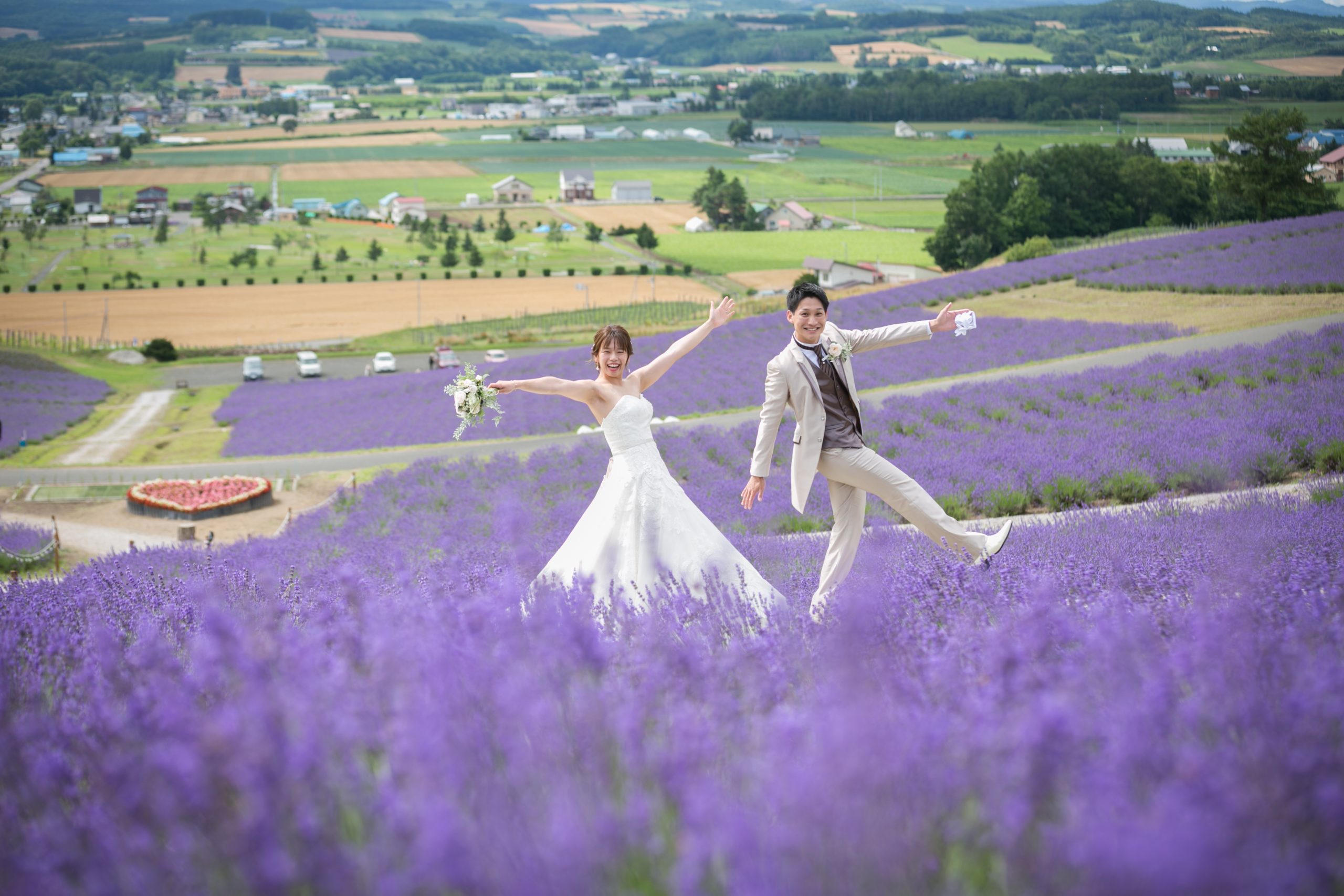 風景画【日没前のラベンダー畑】四つ切サイズ 壁紙 ラベンダー畑、花、日没、フランス 3840x2160 UHD 4K 無料